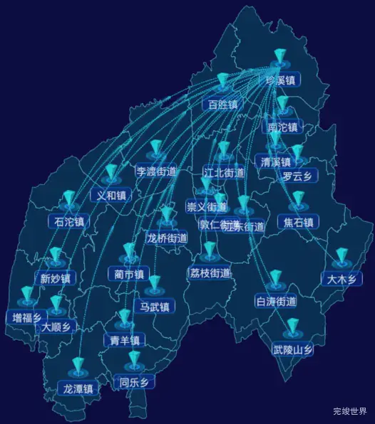 echarts重庆市涪陵区地图label样式自定义效果实例